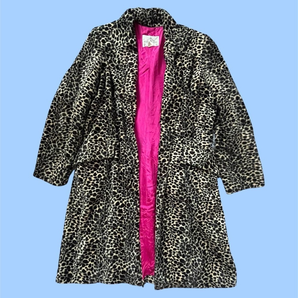 y2k Fuzzy Leopard Print Trench Coat